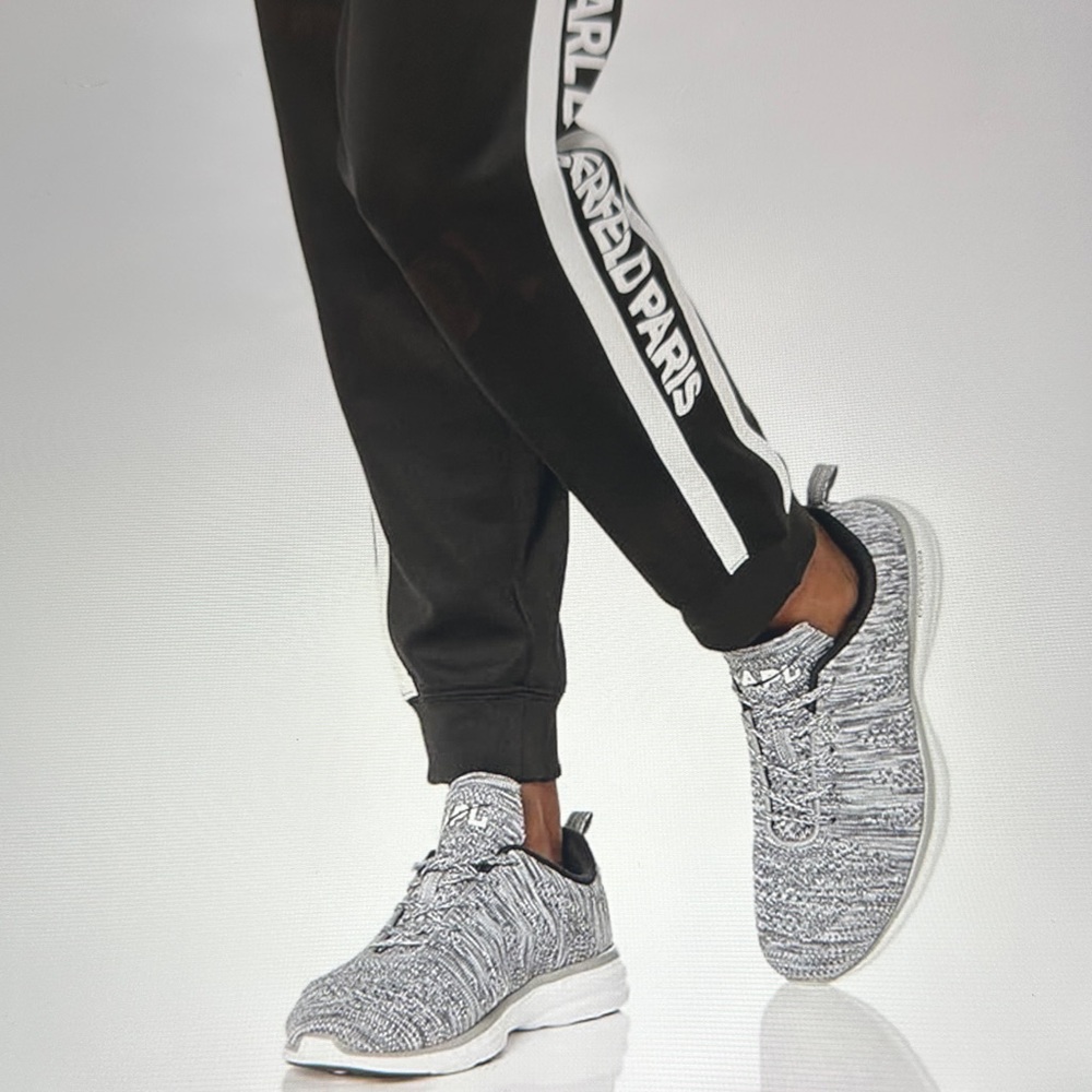 Like New! $110 Karl Lagerfeld Paris Black Joggers with White Stripes sz L - Picture 12 of 15